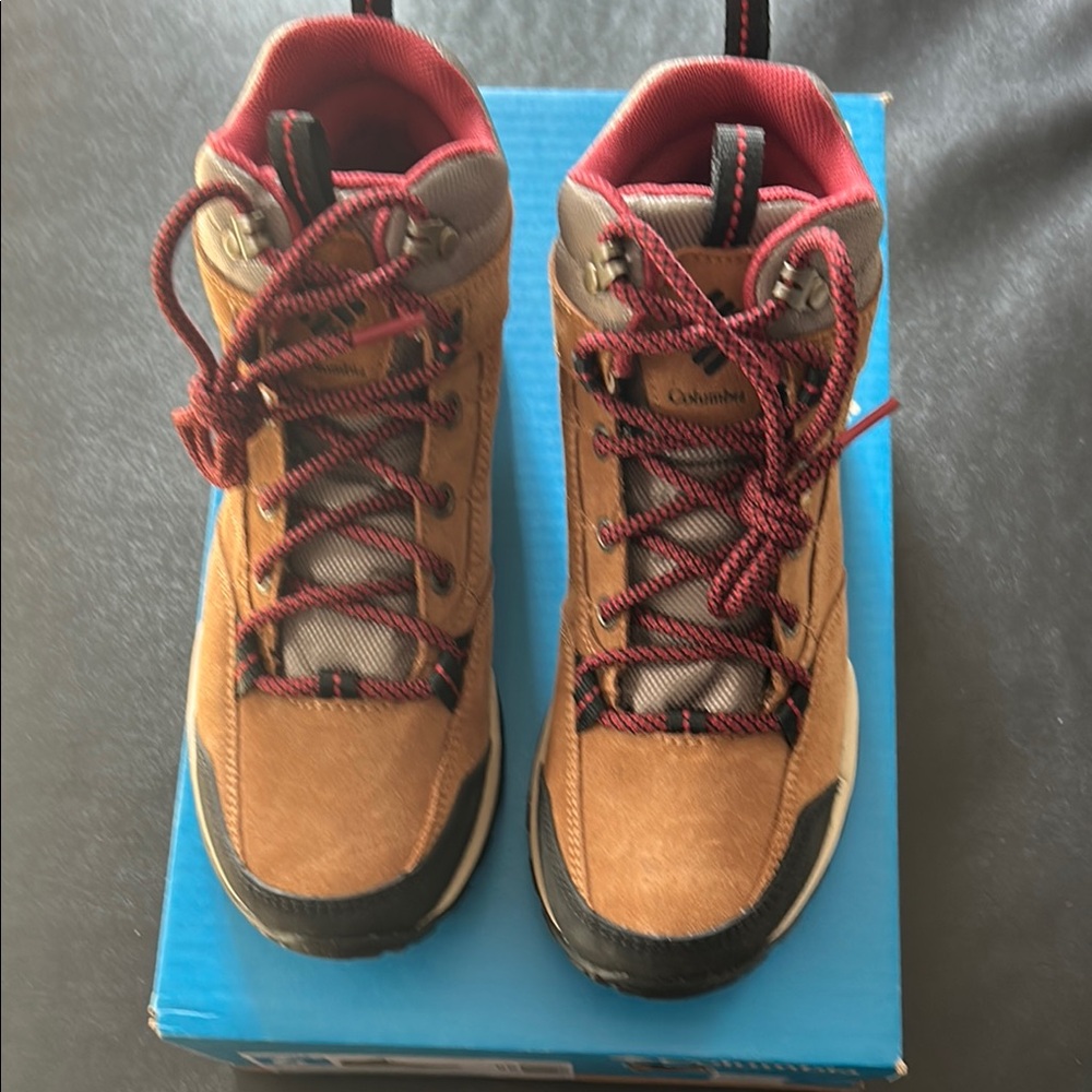 Colombia Women’s Waterproof Tan and Red Hiking Boots